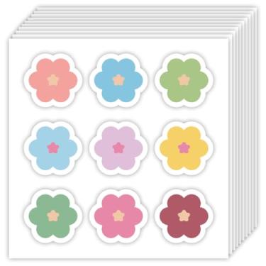 Imagem de OLYCRAFT 180 peças de adesivos florais vibrantes de 2,5 cm de flores coloridas autoadesivas, adesivos decorativos de papel autoadesivo, adesivos de flores vibrantes para agendas de diário de
