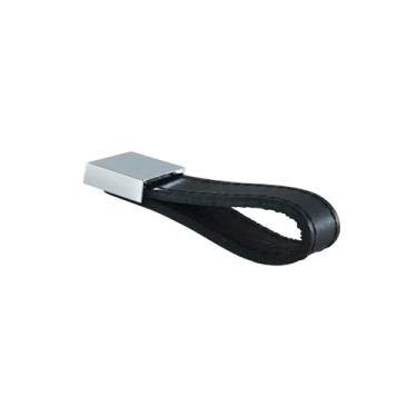 Imagem de Puxador Hund de Couro Preto e Cromado 2878 Linha Etnic Torralba