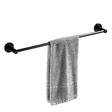 Imagem de ZJYWMM Barra de toalha de cobre toalheiros únicos para banheiro ou cozinha, suporte de toalha de chuveiro de montagem na parede, autoadesivo ou montagem de parafusos, preto (tamanho: 60 cm)