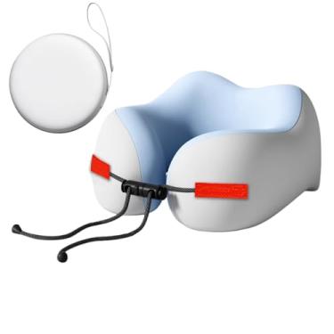 Imagem de Travesseiro de pescoço de avião | Dorminhoco portátil para carro | Travesseiro para alívio de pressão no pescoço com corda ajustável para enfermagem, reclinável, acampamento, trabalho, cama, mochilão