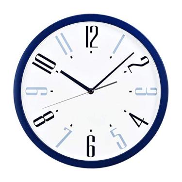 Imagem de Relógio de parede criativo de 35,5 cm, relógio de parede moderno, simples e generoso, quarto, sala de estar, silencioso, segundo quartzo, relógio de parede laranja e azul para decoração de sala de