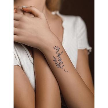 Imagem de Suco de ervas semi permanente flores verdes brilhantes flores grama 7-14 dias sem derramamento não reflexivo pulso ombro pescoço braço perna clavícula corpo impermeável não-reflexivo tatuagem adesivo