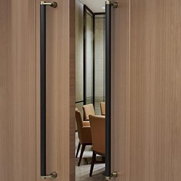 Imagem de Puxador de porta 61.0 cm/81.3 cm/99.1 cm/119.4 cm Maçaneta de porta de celeiro longa, puxador de porta deslizante de aço inoxidável, puxador de porta de vidro de madeira maciça (cor: estilo8, tamanho