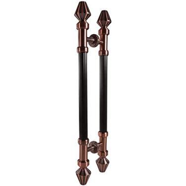 Imagem de Maçaneta deslizante de porta de celeiro, puxador longo de dois lados, conjunto de maçanetas de madeira redondas internas e externas, ferragens de montagem incluídas