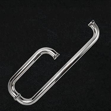 Imagem de Maçaneta de vidro repelente de água para porta de chuveiro, maçaneta de celeiro deslizante de aço inoxidável, puxadores de barra de puxar (tamanho : 275 mm + 425 mm)