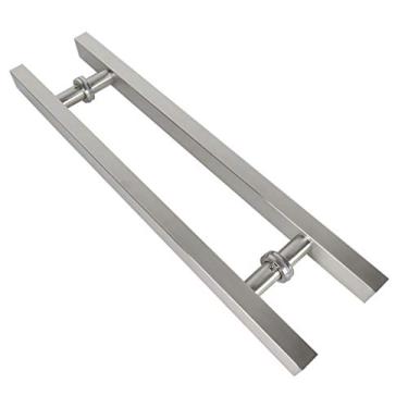 Imagem de Puxador de porta de vidro de aço inoxidável resistente, puxador de porta de celeiro de madeira, puxador de porta deslizante, puxador de tubo quadrado escovado, instalação traseira a traseira (800 ×