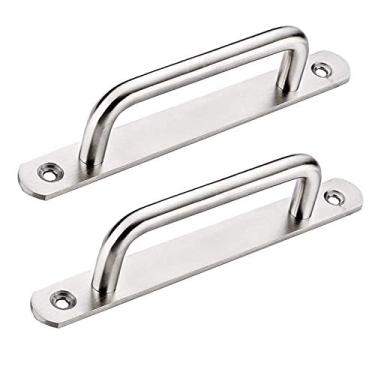 Imagem de BABULE Puxador de porta de 2 peças, puxadores deslizantes, puxadores de portão de jardim, maçanetas de porta frontal para portas de madeira, portão deslizante, garagem, galpão, maçanetas/distância do