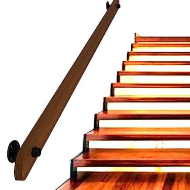 Imagem de Corrimão de escada de madeira antiderrapante para casa contra a parede corrimão para idosos corrimãos de corredor (1 pés-6 m) (tamanho: 4,3 m)