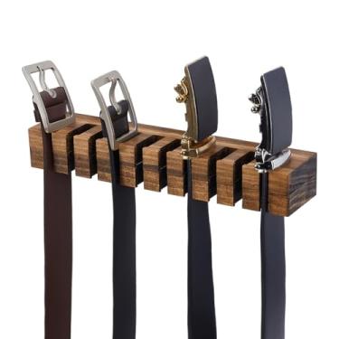 Imagem de PH PandaHall Organizador de cinto, suporte de cinto de madeira montado na parede com compartimentos para armazenamento de economia de espaço para 10 cintos, armário de casa quarto loja de varejo