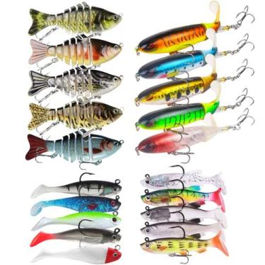 Imagem de Kit 20 iscas Artificiais Hélice, 6 sessões, soft shad - SWG, Colorido