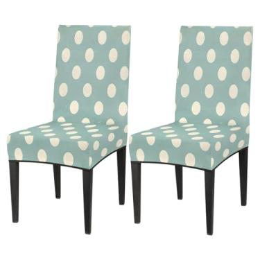 Imagem de hongjinglin Conjunto de 2 capas elásticas para cadeira de sala de jantar, capas protetoras de assento de poltrona, verde, lavável, para cozinha, casa, hotel, banquete, festa de casamento, cerimônia