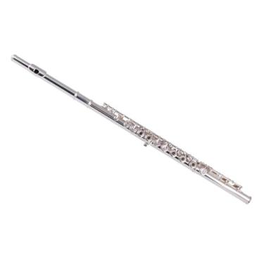 Imagem de Flauta Outfit Corpo de tubo de cobre branco banhado a prata 17 furos flauta em linha com chave E, instrumento fácil de usar