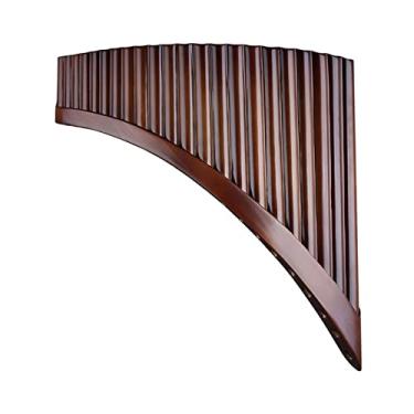 Imagem de Flauta de bambu natural feito à mão com 22 tubos marrom suporte inferior instrumento chave C (cor: mão esquerda)