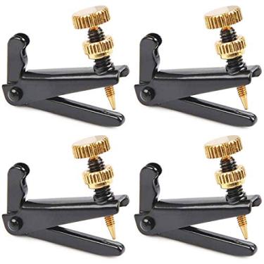 Imagem de Afinadores finos de violino para violino 4/4-3/4, ajustador giratório de corda de metal inoxidável, banhado a níquel, antiferrugem, 4 peças preto/dourado