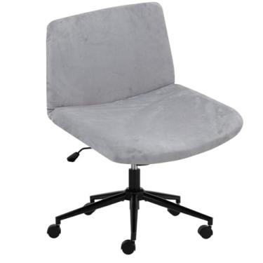 Imagem de Bifaunvogel Capa para cadeira de mesa cruzada, de veludo, sem braços, capas para cadeira de escritório, com pernas cruzadas, modernas, com detalhes no meio das costas, protetor de cadeira giratória