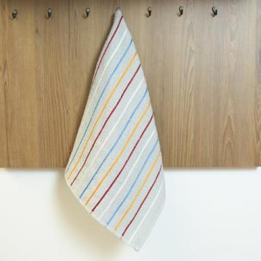 Imagem de Kit 5 Panos de Prato Atoalhado Felpudo, 100% Algodão 315gr/m², 70x45cm, Listrado, Alta Absorção, Pano de Copa Toalha Cozinha (Cinza)