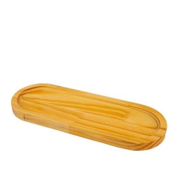 Imagem de Bandeja Oval Decorativa Cozinha Lavabo Madeira Pinus 28x10cm
