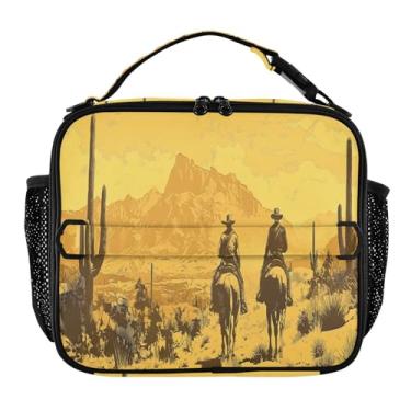 Imagem de Blueangle Lancheira cowboy do deserto ocidental para homens, mulheres e adultos, pequena lancheira para trabalho de escritório, piquenique - bolsa térmica portátil reutilizável (505)