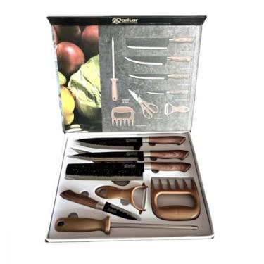 Imagem de Kit de Facas Profissional 8 Peças em Aço Inoxidável com Cutelo, Faca do Chef, Tesoura, Amolador e Garra de Carne – Ultra Resistente, Anticorrosão e Ideal para Cozinha e Churrasco