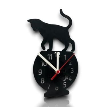Imagem de Relógio de Parede Moderno Deus é Bom o Tempo Todo MDF Decoração Sala Quarto Cozinha Lazer (Preto,Relógio Gato)