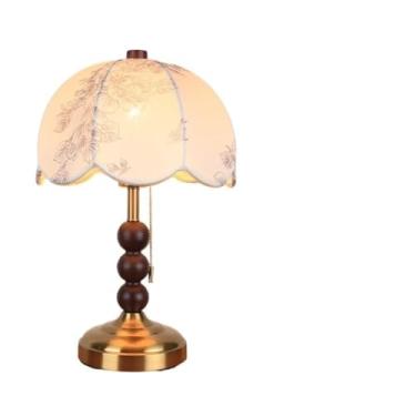 Imagem de Luminária de mesa retrô francesa - estilo antigo sofisticado, decoração em tecido americano, luz ambiente para sala de estar, lateral do sofá, escritório e quarto, iluminação elegante para c