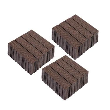 Imagem de Azulejos de deck compostos, tapetes interligados com resistente ao desgaste antiderrapante para terraço terraço varanda 30 cm x 30 cm C4