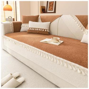 Imagem de SPXMQSS Capa para sofá, capas seccionais de chenille, capa de sofá universal antiderrapante em forma de L, supermacia, protetor de móveis de 1/2/3/4 lugares para sala de estar A 90 x 240 cm