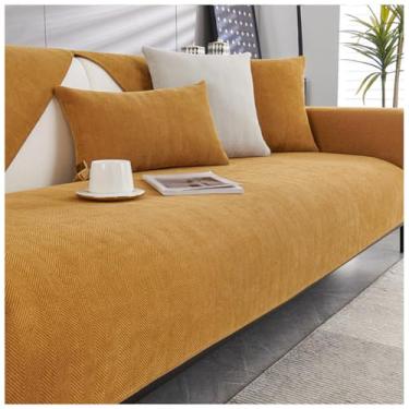 Imagem de SPXMQSS Capa para sofá, capa de sofá seccional, macia de chenille, antiderrapante, capa de sofá de 1/2/3/4 lugares, protetor de móveis em forma de L para sala de estar, 110 x 180 cm