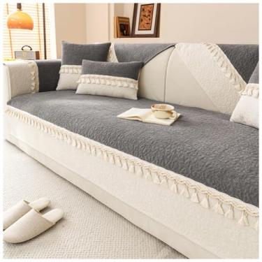 Imagem de SPXMQSS Capa para sofá, capas seccionais de chenille, capa de sofá universal antiderrapante em forma de L, supermacia, protetor de móveis de 1/2/3/4 lugares para sala de estar C 70 x 210 cm