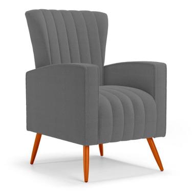 Imagem de Poltrona Decorativa Melody Com Pés Palito Bouclê Cinza Escuro - Desk Design