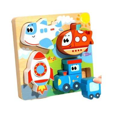 Imagem de Quebra-Cabeça 3D De Madeira 4 Em 1 Para Crianças Animais Em Desenho An