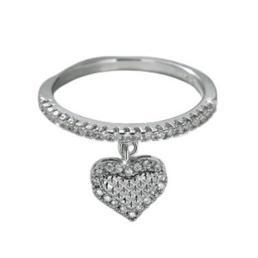 Imagem de Anéis de noivado de coração de zircônia cúbica branca banhada a ouro branco, alianças de compromisso, festas noturnas, presentes de dia dos namorados, alianças de eternidade para mulheres, 8, Cobre