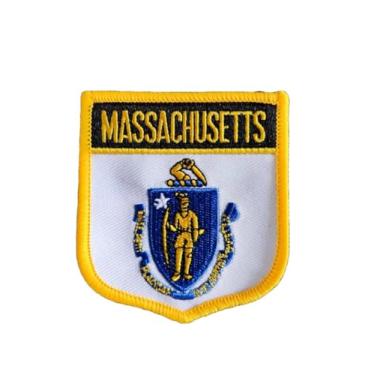 Imagem de Ruoming 1 PÇ Patch de bandeira de Massachusetts, bordado com ferro ou costurado, tático, militar, bandeira do estado nacional (Massachusetts)