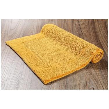 Imagem de Savi Home Tapete de banho 17x24 mel mostarda, 100% algodão puro, tapete de banho super macio, pelúcia e absorvente, estrutura pesada adornada à mão, tapetes totalmente reversíveis