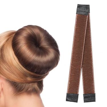 Imagem de Máquina de fazer coque de cabelo feminino donut estilo anel, donut médio, donut, coque, acessórios de cabelo, marrom avermelhado