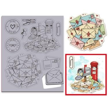 Imagem de GLOBLELAND Carimbos de borracha vinílica acetinada, 22 x 17,8 cm, caixa de correio, EVA, selo, retrô, carimbos de borracha, para fazer cartões, álbum de fotos, decoração faça você mesmo, álbum de