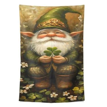 Imagem de STAYTOP Tapeçaria de parede de gnomo fofo para decoração de casa, decoração de dormitório, sala de estar, quarto, tapete de parede (80 × 60 pol)