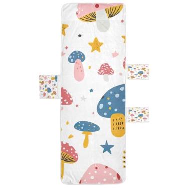 Imagem de STAYTOP Capa de toalha de cadeira de descanso de cogumelos fofos, capa macia para espreguiçadeira, capas de cadeira de praia com bolsos para jardim ao ar livre, pátio, pátio, banhos de sol, gramado