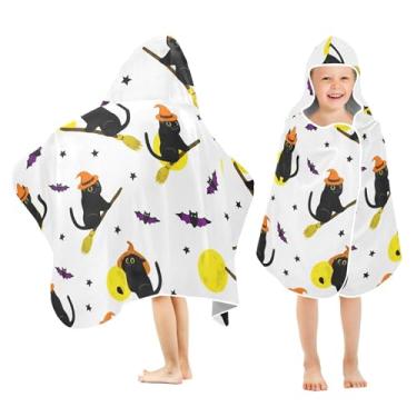Imagem de Burbuja Cats on Groom Toalha de banho com capuz para crianças, toalha de praia de pelúcia macia absorvente para meninas e meninos 3-10 anos, 61 x 127 cm