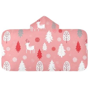 Imagem de Burbuja Toalha de banho com capuz de laço rosa para crianças, toalha de praia de pelúcia macia absorvente para chá de meninas e meninos 3-10 anos, 61 x 127 cm