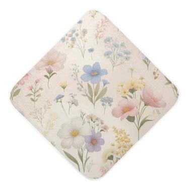 Imagem de Burbuja Toalha de banho de bebê retrô com flores de jardim - Toalha com capuz de musselina macia e absorvente para recém-nascidos, 89 x 89 cm