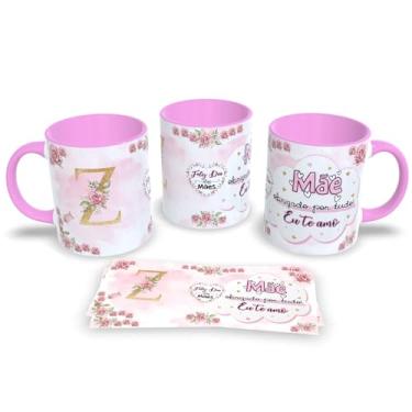 Imagem de Caneca de Porcelana Com Alça e Interior Rosa Estampa Alfabeto das Mães (Z)