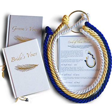 Imagem de Wedding Ceremony Gift Collection Set of Cord of Three Strands with Ceremony Card & Elegant Wedding Vows Books for Bride and Groom; Wedding Cord, Wedding Knot