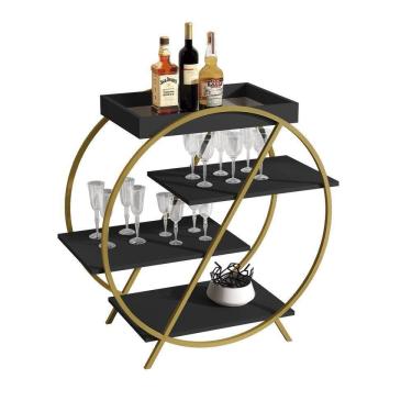 Imagem de Adega Jb 4009 Luxo Preto Pe Dourada - Moveis Jb