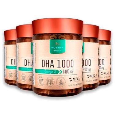 Imagem de Kit 5 Ômega 3 DHA 1000 1400mg Nutrify 60 Cápsulas