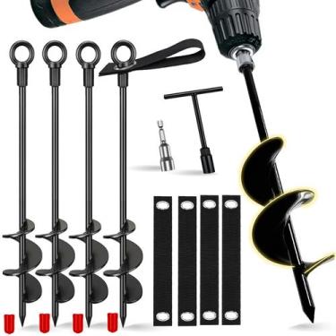 Imagem de Anclajes de Tierra Dongxw en Espiral para Trampolín 4 Paquetes con Her