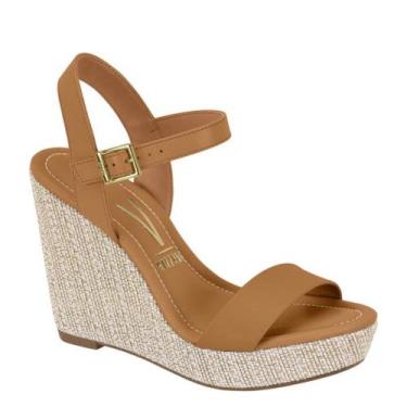 Imagem de Sandália Feminina Plataforma Anabela Alta Vizzano 6283.2000, Camel, Na