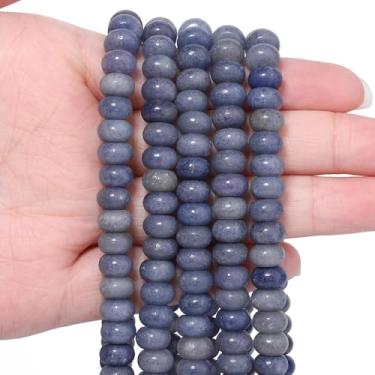 Imagem de Songxi 5 x 8 mm Pedra Aventurina Azul Natural Rondelle Beads, 75 PCS Espaçador Redondo Solto Contas de Ábaco para Fazer Joias, Pedra Preciosa para Pulseira, Colar Brincos, Artes e Artesanato