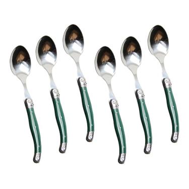 Imagem de Conjunto De 6 Colheres Laguiole Luxo Com Bandeja De Madeira (Verde)