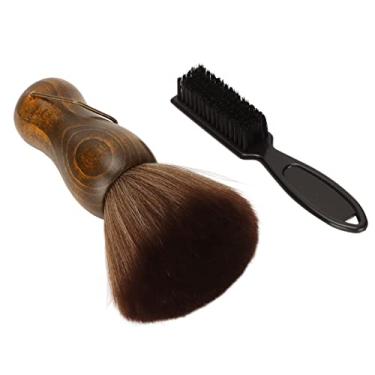 Imagem de Ainoli espanador de pescoço com cerdas de nylon, cabo de madeira, limpeza rápida, tamanho perfeito, escova de barbeiro com escova de plástico para salão de barbearia